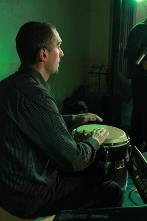 Julien playing congas